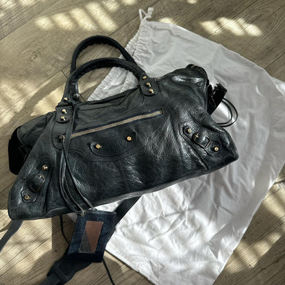 Authentic black balenciaga city bag part time with a...