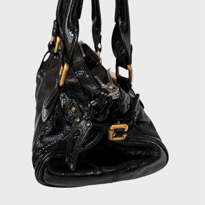 PreOwned Chloe Paddington black patent leather shoulder Bag