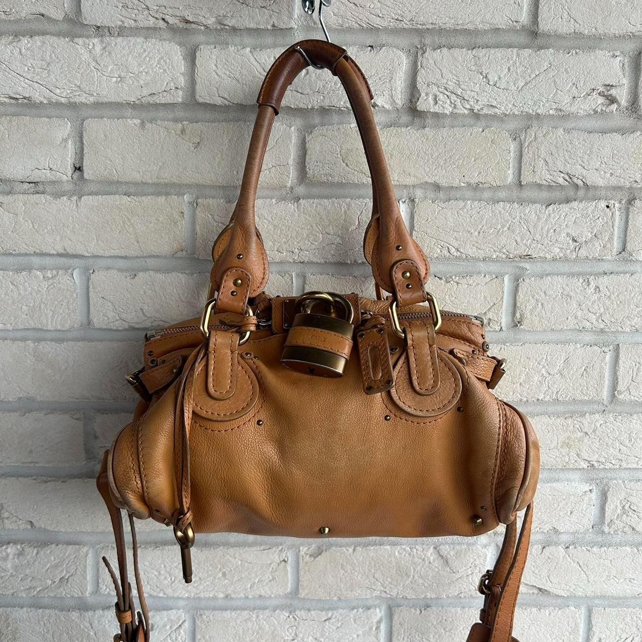 PreOwned 2000s vintage Chloe Paddington handbag in tan brown leather with long cross body/ shoulder strap (detachable).