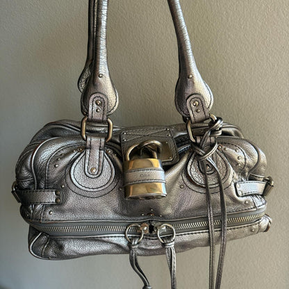 Authentic silver Chloe paddington bag