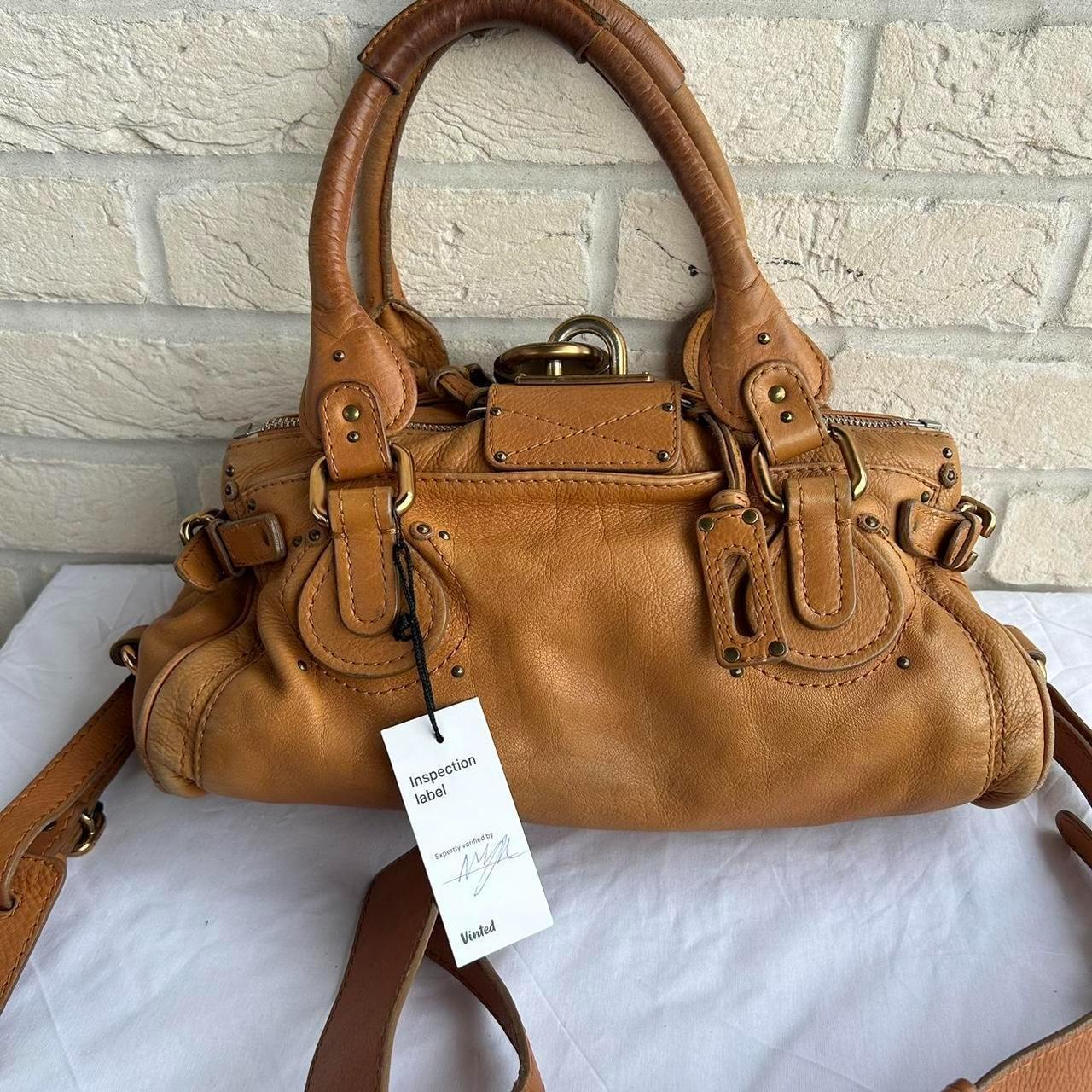 PreOwned 2000s vintage Chloe Paddington handbag in tan brown leather with long cross body/ shoulder strap (detachable).