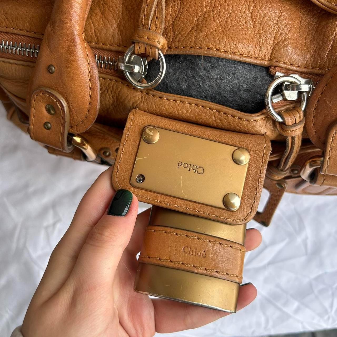 PreOwned 2000s vintage Chloe Paddington handbag in tan brown leather with long cross body/ shoulder strap (detachable).