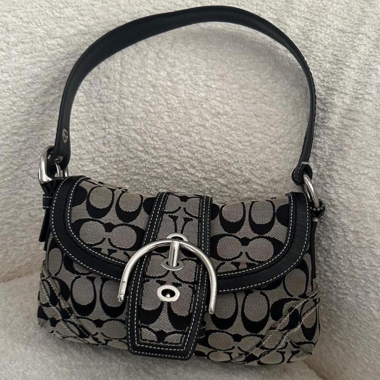 Vintage soho coach purse in light gray and black