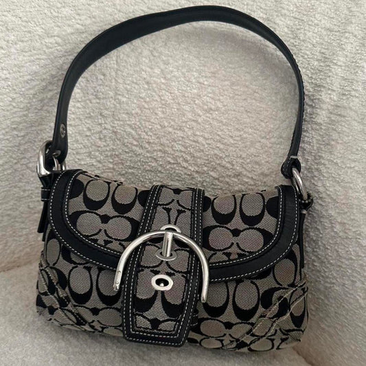 Vintage soho coach purse in light gray and black