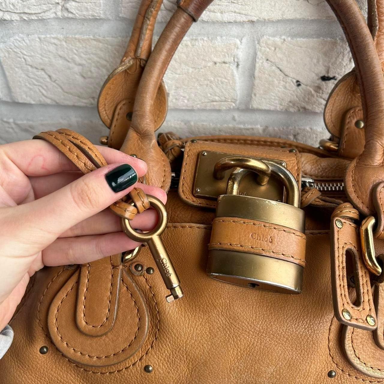 PreOwned 2000s vintage Chloe Paddington handbag in tan brown leather with long cross body/ shoulder strap (detachable).