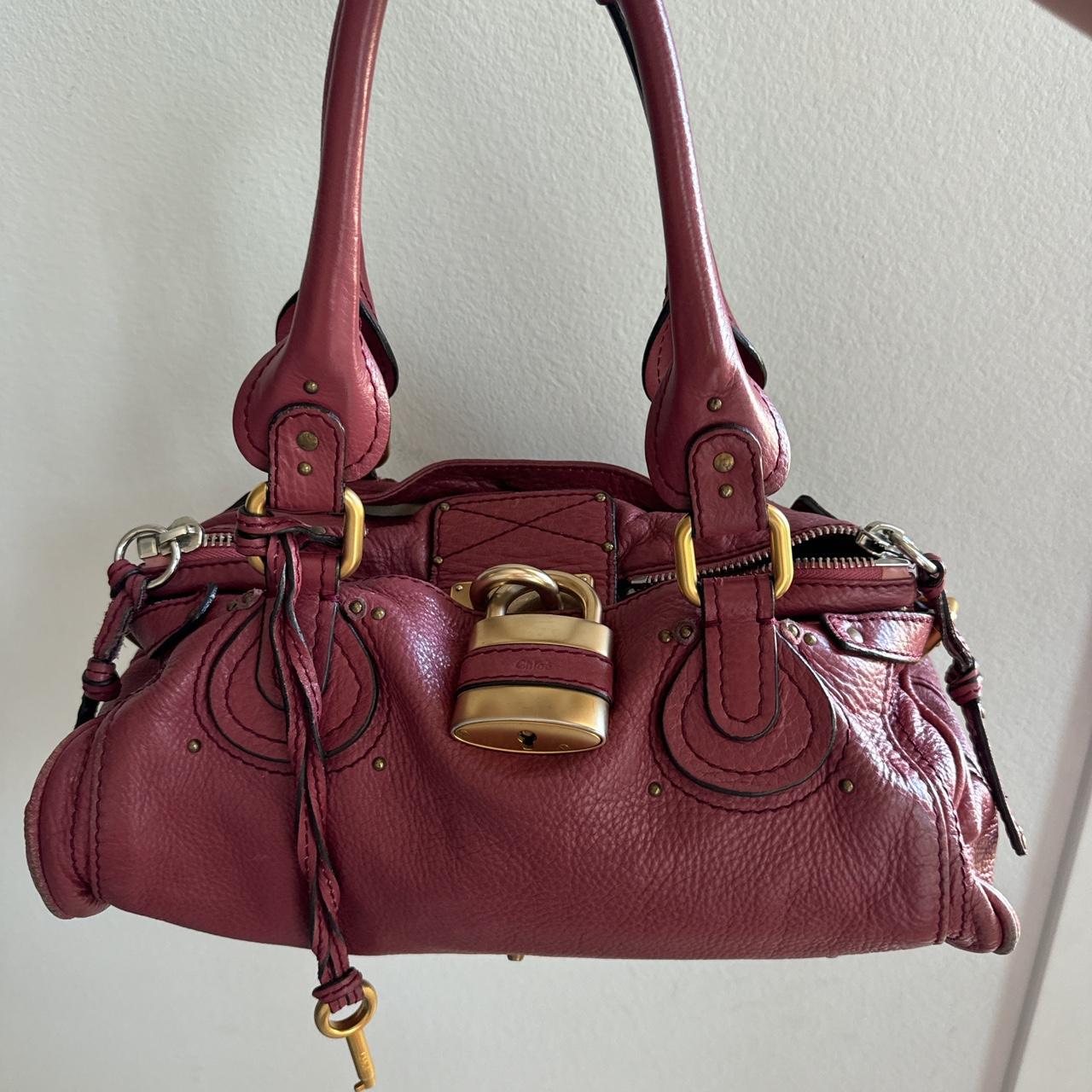 Authentic chloe paddington bag in burgundy/pink