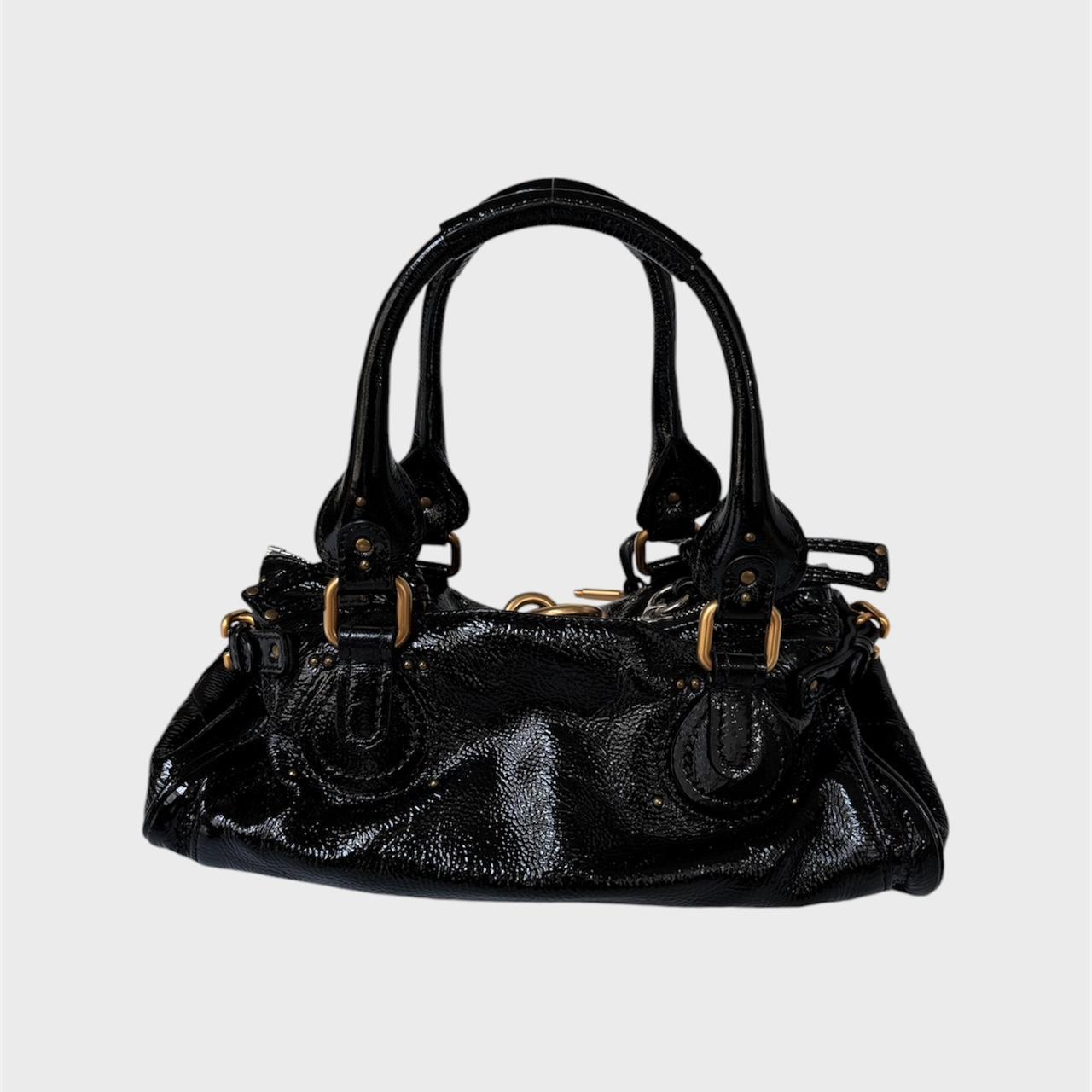 PreOwned Chloe Paddington black patent leather shoulder Bag