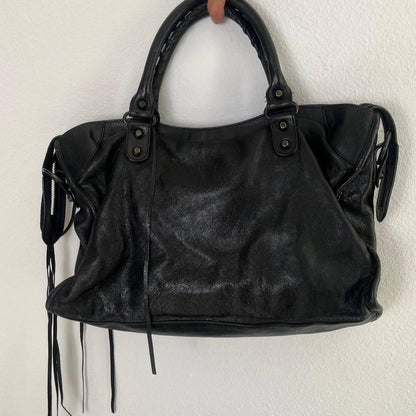 Preowned Authentic black Balenciaga city bag